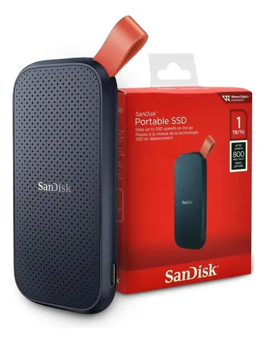 SSD Externo Portátil 1TB Interface USB 3.2 SanDisk SDSSDE30-1T00 Velocidade de Leitura Até 800MB/s Preto