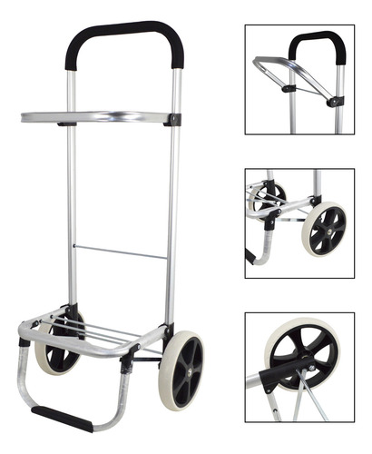 Carrito De Compras Feria Plegable Aluminio Premium 40l 50kg