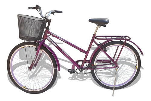 Bicicleta Aro 26 Wendy Modelo Poti Com Cesta Cores Cor Violeta-escuro