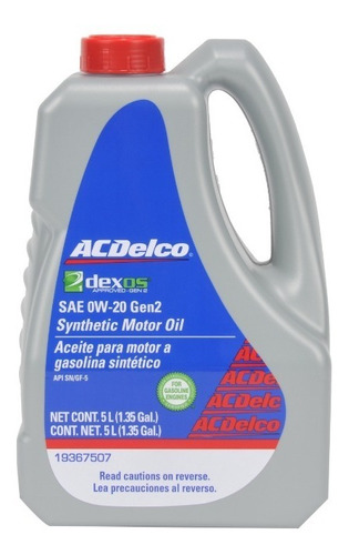 Aceite Acdelco 0w20 Sintetico Dexos Gasolina 5 Lts