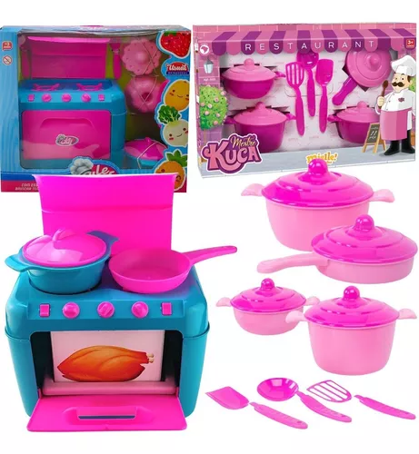 Cozinha Infantil Barbie C/ Panelinhas + Roupa Completa Jogo