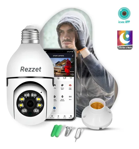 Camera De Segurança Ip Inteligente Lampada Panoramica App ICSee W...