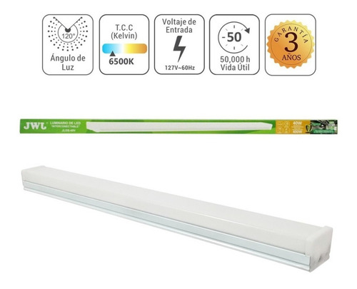 Lámpara Led Regleta Interconectable 40w 1.20cm 10 Pzs Jwj Color Blanco