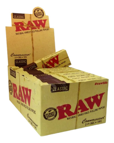 Papelillos Raw 1  1 /4 + Tips (connoisseur) - Display