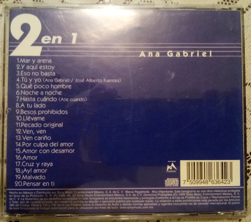 Cd´s De Ana Gabriel Sagitario (2 En 1) Mas Dos Cds De Regalo (Usado)