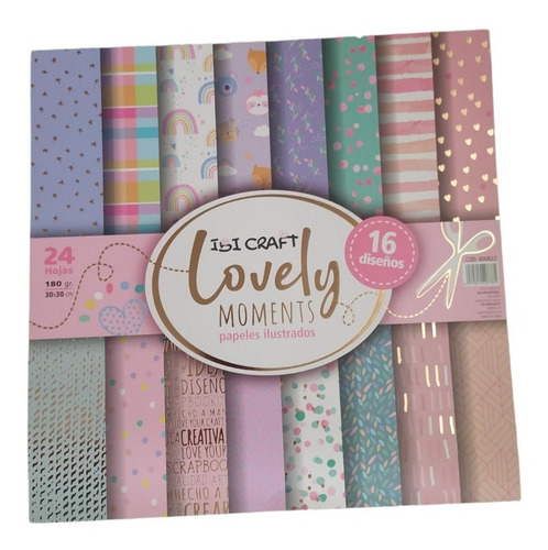 Imagen 1 de 1 de Papel P/scrap 30*30cm 180grs X 24hjs Lovely