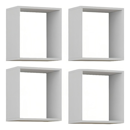 Kit de 4 nichos cuadrados para pared Roma, MDF, habitación, 15 mm, 20 x 20 cm, color blanco