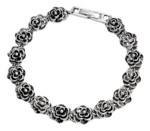 Pulseira Estilo Vintage Folheada A Prata Flores De Bali