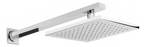 Ducha Chuveiro 20x20 Slim Inox Com Braço 40cm Solar Gás Acabamento Brilhante Cor Prateado
