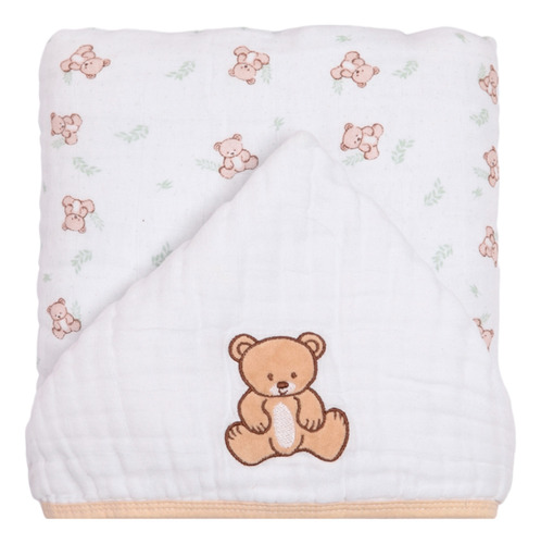 Toalhão Banho Papi Mami Soft Premium Capuz Ursinho Bolinha