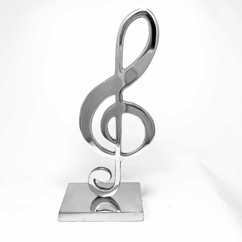 Adorno Nota Musical Clave De Sol 30 Cm En Aluminio Pewter