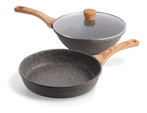 Maestro De Cocina- Set X2 Granito Sarten 28cm & Wok 28cm