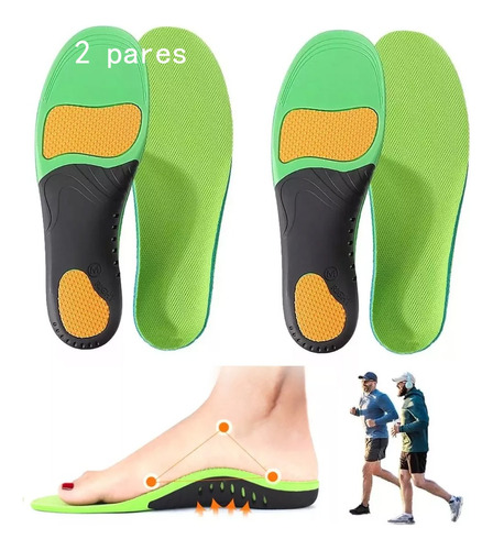 2 Par Plantillas Ortopedicas Pie Plano Para Fascitis Plantar