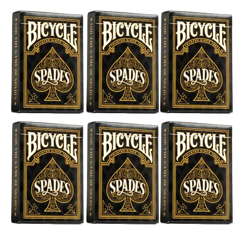 Playing Cards Bicycle Rider Back Black And Gold Spades X6