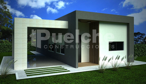 Cómoda Casa De Dos Dormitorios Estilo Minimalista (modelo Palen) - Galería Opcional - A Construir En Ladrillos Y Hormigón - No Son Prefabricadas