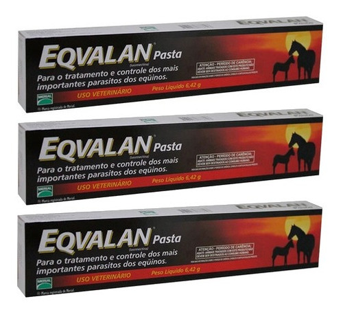 Kit 3 Eqvalan Pasta 6,42g Vermífugo Para Equinos- Boehringer