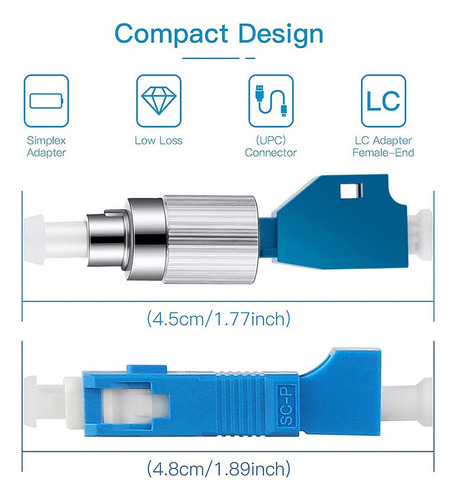 Adaptador Convertidor De Fibra Óptica Híbrido Fc Macho A Lc