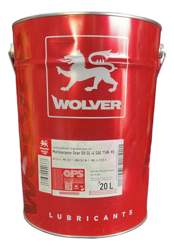 Aceite 75w90 Api Gl4 Wolver 20 Litros