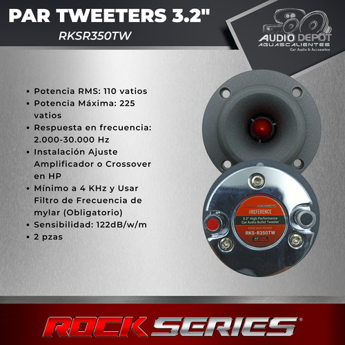 Par De Tweeter Bala 3.2puLG 110w Rms Rock Series Rks-r350tw