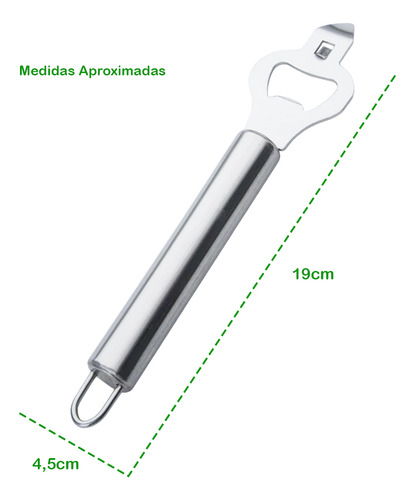 Abridor De Lata E Garrafa Aço Inox Manual Com Cabo