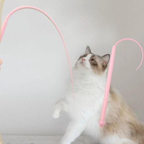 Cat Teaser Stick Ratón Cola Interactivo Juguete Para Rosa
