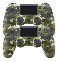 Comprar Kit 2 Controles Sem Fio Camuflado Verde Militar Manete Joystick Wireless Bluetooth Recarregável Compatível Com Ps4 Pc Tv Celular Android Touchpad