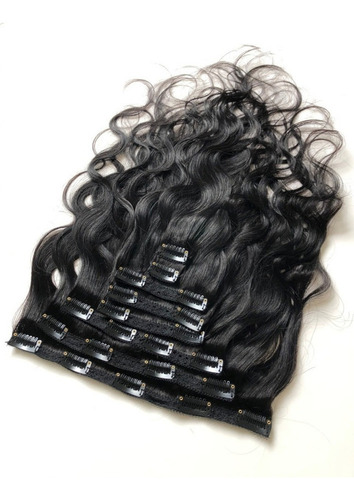 Aplique Tictac Cabelo Humano Liso Ondulado 120gr 30cm 8telas