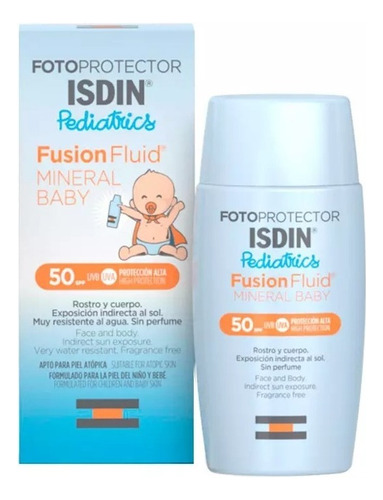 Fotoprotector Isdin. Pediatrics. Fusion Fluid, Mineral Baby
