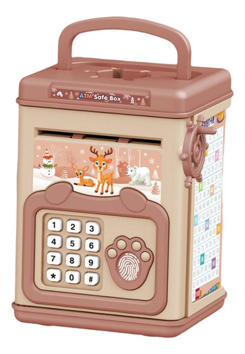 Cofrinho Infantil Auto Scroll Senha Digital Coin Bank Marrom