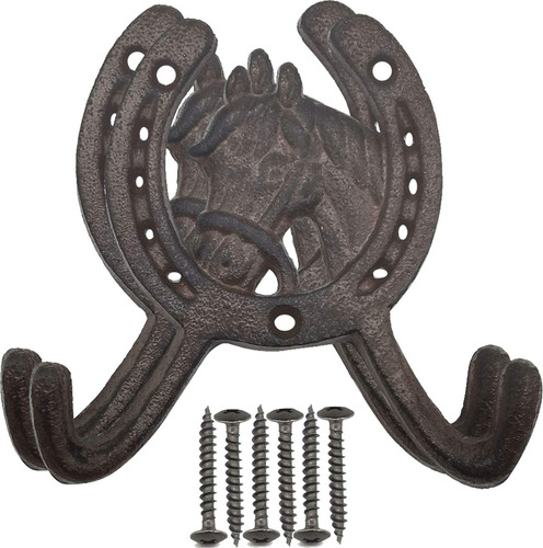 Tihood 2pcs Hierro Fundido Rústico Rancho Cabeza De Caballo