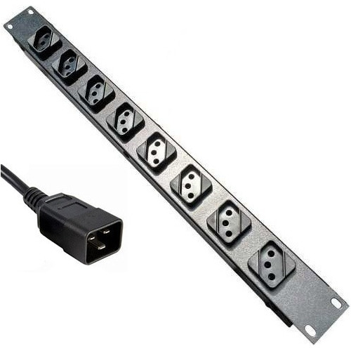 Calha Régua Pdu Rack 8 Tomadas Com Plug C20 16a P/ Nobreaks