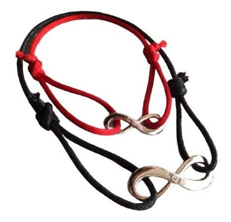 Imagen 2 de 9 de Pareja Pulsera Símbolo Amor Infinito Mini Y Grande Plata Ley