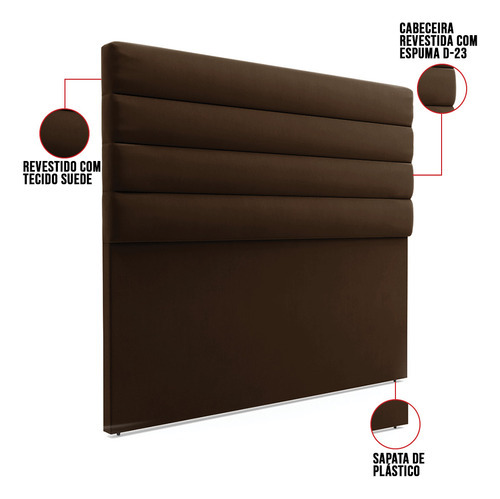 Cabeceira California Para Cama Box King 190 Cm Suede Cor Marrom