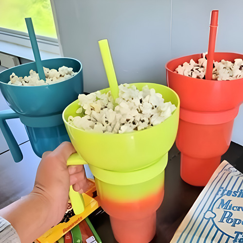 6 Vaso Botanero Plástico 1lt Popote 7 Colores 28cm Michelada Color COMBINADO