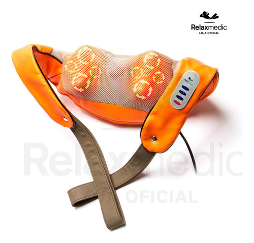 Massageador Elétrico Shiatsu Aquecimento Almofada Relaxmedic Cor Laranja Bivolt