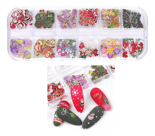 ! Pegatinas De Uñas De Navidad, 1 Caja 12 Rejillas Muñeco De