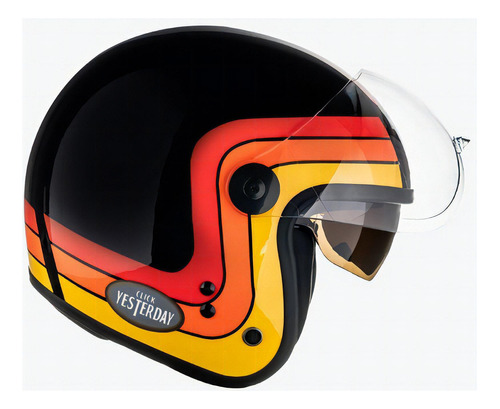 Capacete Moto Peels Click Yesterday Masculino Feminino Cor Preto com Vermelho Tamanho do capacete 60
