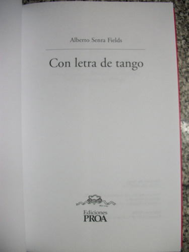 Con Letra De Tango Alberto Senra Fields C15v.