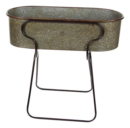 Deco 79 Iron Oval Planter Con Soporte, 36  X 38 , Gris/negro