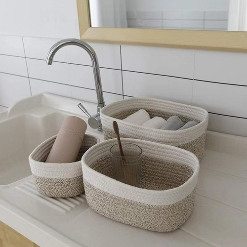 Cesta De Cuerda De Algodón Para Debajo Del 30cmx21cmx14cm