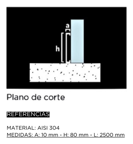 Zocalo C Pasacable Acero Esmerilado 80x2500 Mm Moldumet Plata Esmerilado