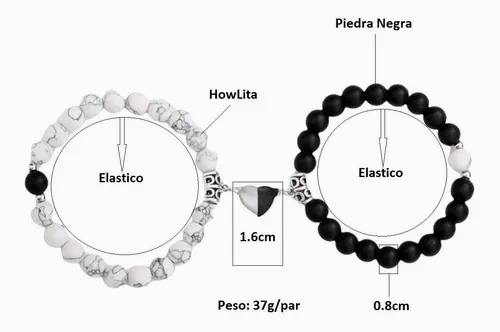 Imagen 2 de 7 de Pulseras Para Parejas Con Imán Corazón Regalo San Valentín