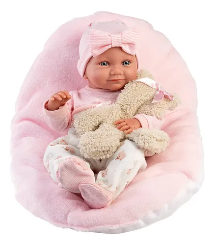 Muñeca Llorens Lloron Nico Recién Nacido Cama Gris Mama Papa