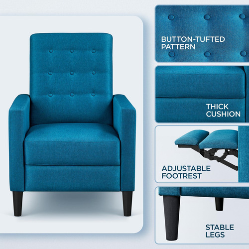 Silla Reclinable Moderna, Sofá Individual Ajustable Con Cojí