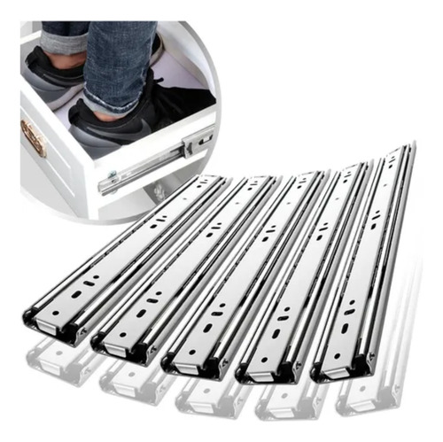 10 Corrediça Telescópica 45cm 5 Par Reforçada Resistente