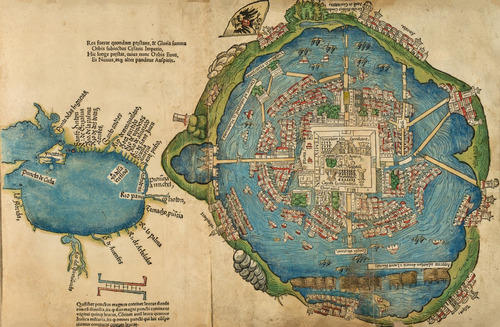 Cuadro Decorativo Mapa México Tenochtitlán  / Tela