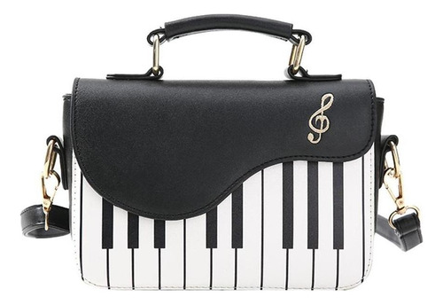 Bolso De Cuero De Piano Para Mujer, Bandolera Con Solapa