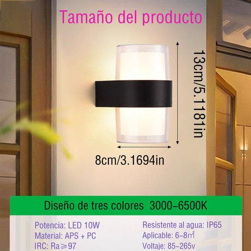 2pc Lámparas De Pared Impermeable Para Exteriors 3 Modos Luz