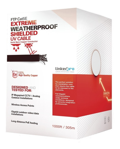 Cable Utp Cat5e Blindado Exterior Negro Procat5ext/500 150m