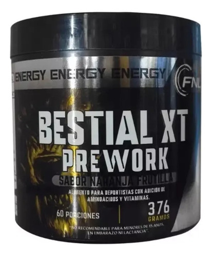 Pre Entreno Bestial Xt Pre Work 376 Gr Energia Y Fuerza Fnl